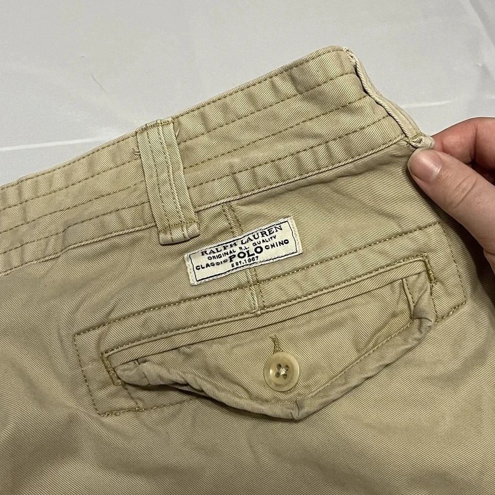 Polo Ralph Lauren Shorts Men 38 Beige Cargo Pockets Cotton Twill Fabric Hike 9